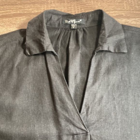 Womens Velvet Heart Small Black Linen & Rayon Blouse - Picture 5 of 11